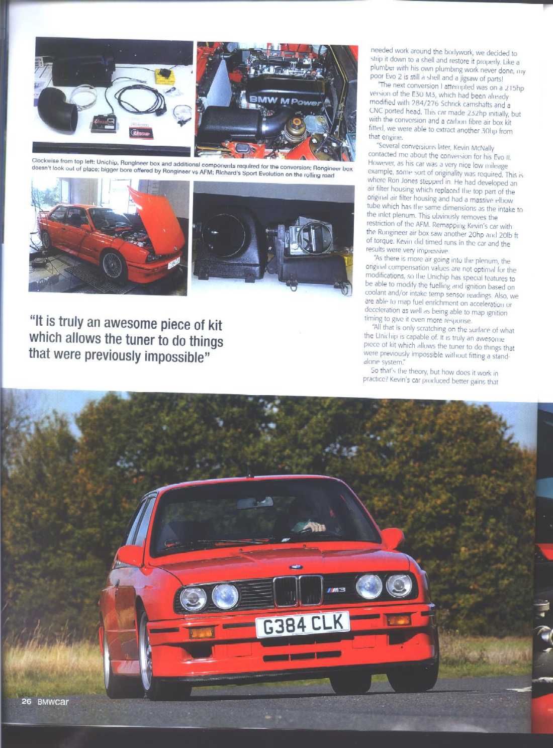 Page 5 of BMWCar magazine featuring the Rongineer M3 Airbox Kit